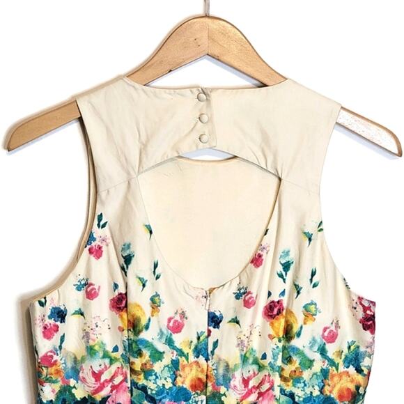 Anthropologie Maeve Floral Sleeveless Ivory Sheath Dress Size 12 - Picture 9 of 16